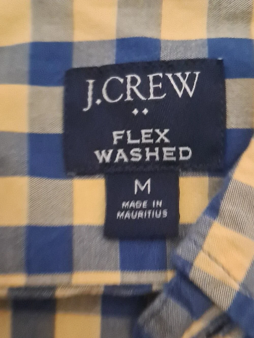 J. Crew Men's Size Medium Navy and Yellow Checked Button-Down Shirt